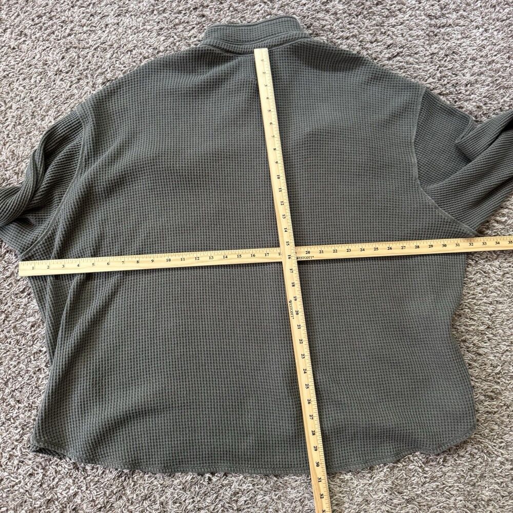 Aerie Women’s Shirt XXL Lumberjack Waffle Knit Oversized Green/Gray Layer - Picture 5 of 5